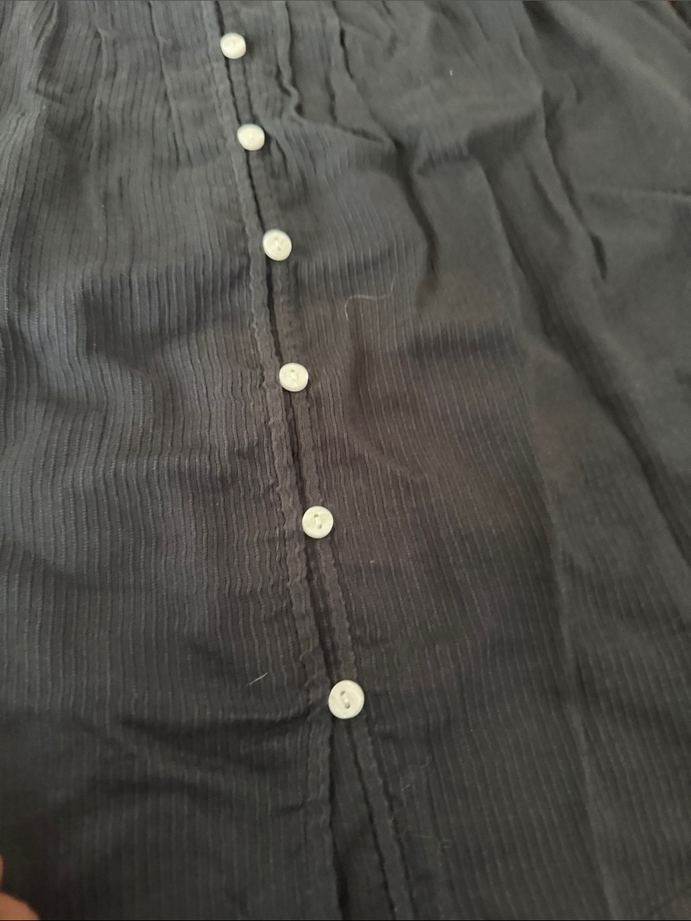 Quince organic cotton pheasant Black Ruffled Button-Front Blouse M - Picture 6 of 11